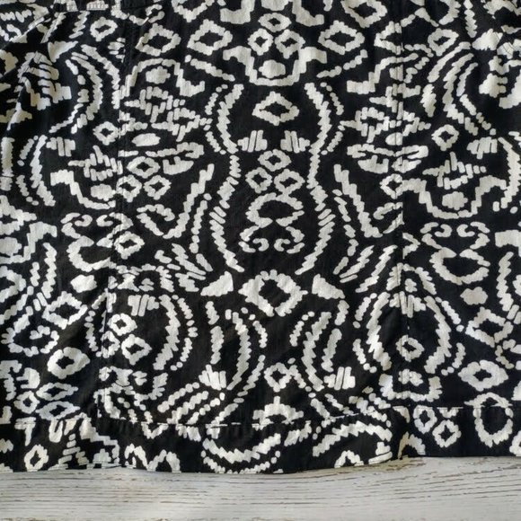 Chico's Jacket size 3 -XL 16-18 Linen w Bold Geometric Print Black White Chicos - Picture 7 of 10